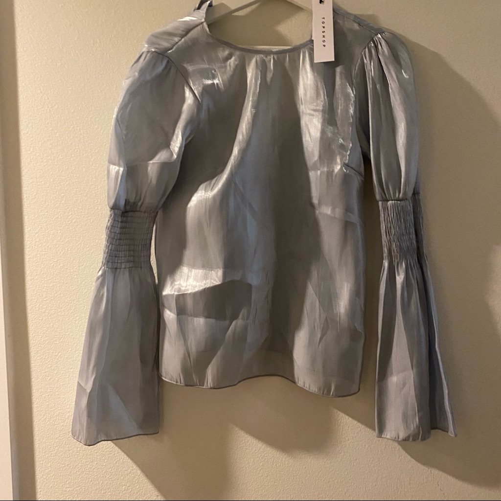 Topshop Blue Metallic Effect Top Size 2